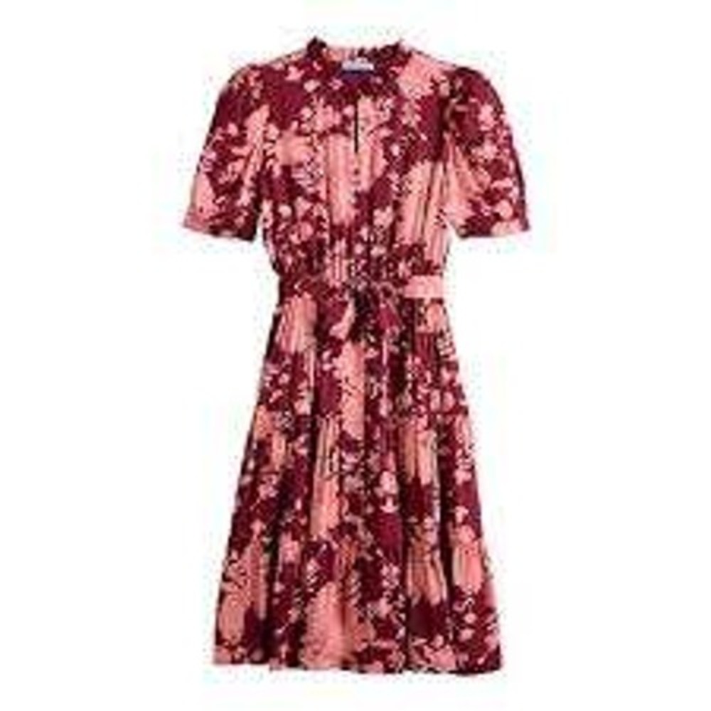 Draper James Pink and Burgundy Floral Midi Dress
